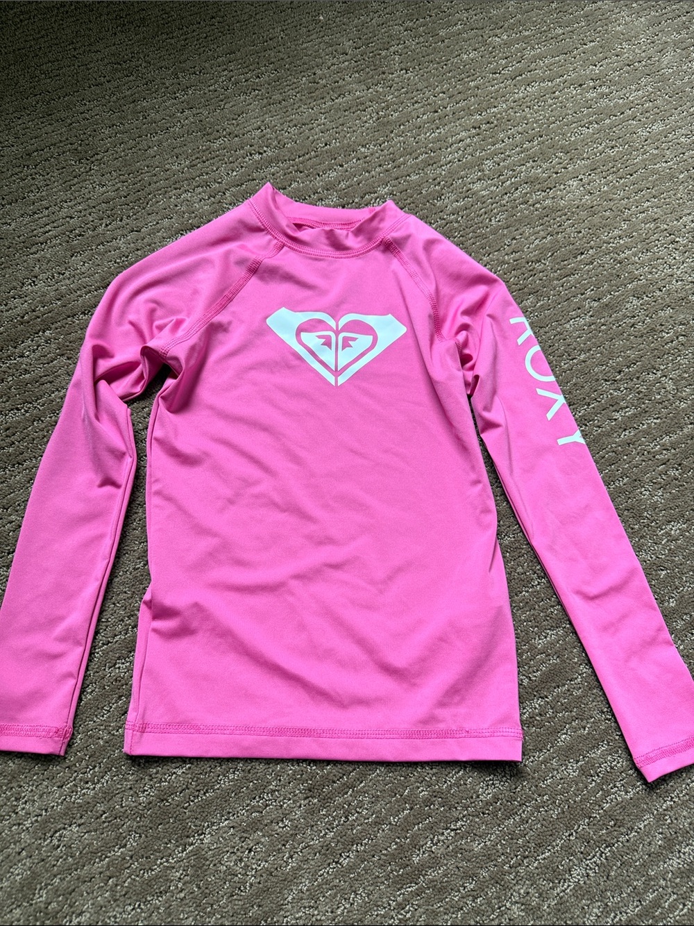 Roxy Hot Pink Long Sleeve Swim Top with White Logo
